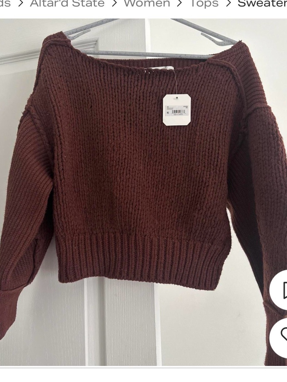 a new day Off-the-Shoulder Chunky Knit Sweater - Deep Brown